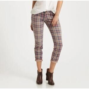 Current Elliott The Stiletto Sanddollar Plaid Skinny Jeans Sz 25 Low Rise Ankle